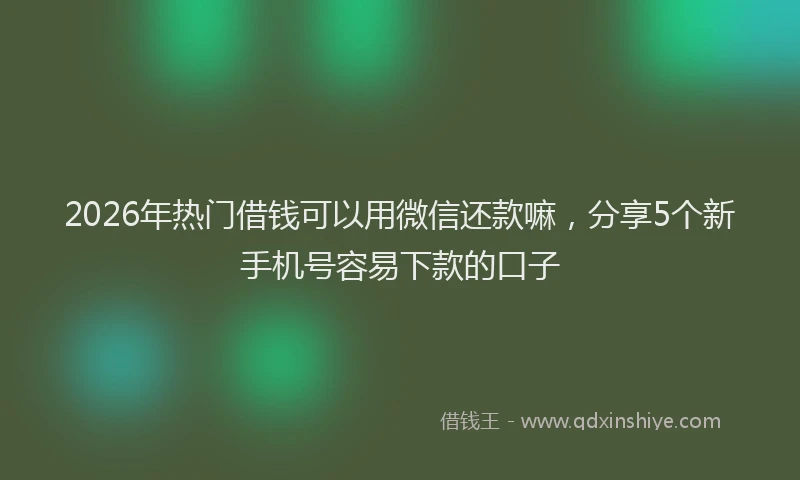 2026年热门借钱可以用微信还款嘛，分享5个新手机号容易下款的口子