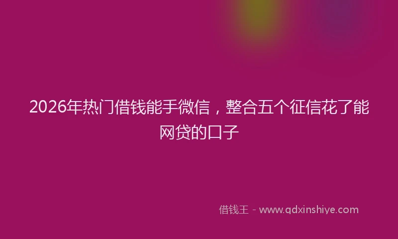 2026年热门借钱能手微信，整合五个征信花了能网贷的口子