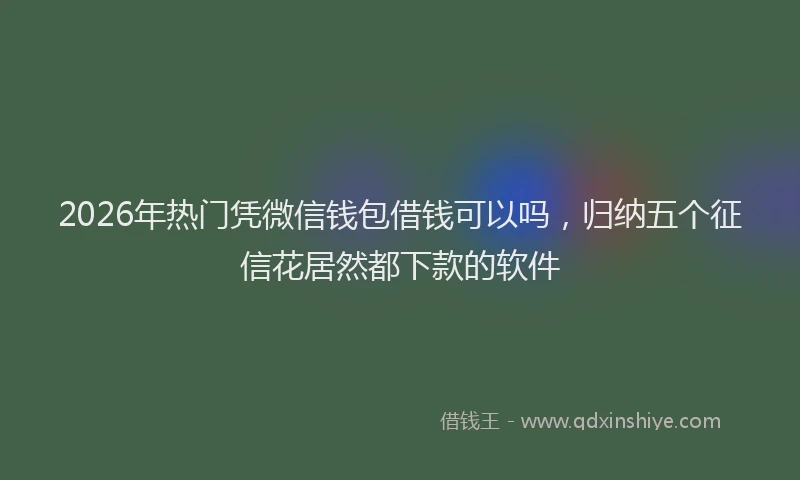 2026年热门凭微信钱包借钱可以吗，归纳五个征信花居然都下款的软件