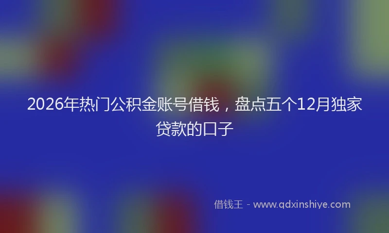 2026年热门公积金账号借钱，盘点五个12月独家贷款的口子