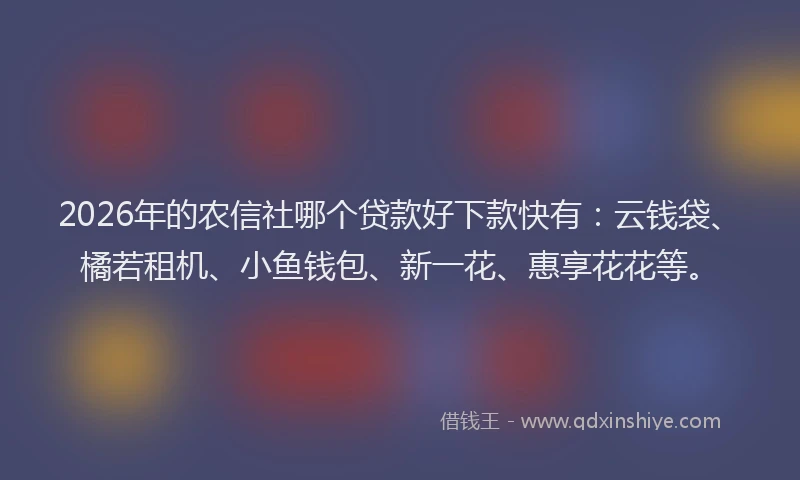 2026年的农信社哪个贷款好下款快有：云钱袋、橘若租机、小鱼钱包、新一花、惠享花花等。
