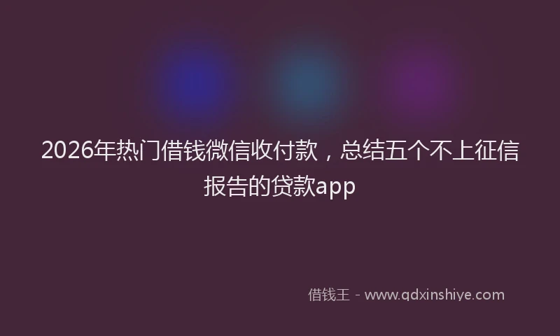 2026年热门借钱微信收付款，总结五个不上征信报告的贷款app