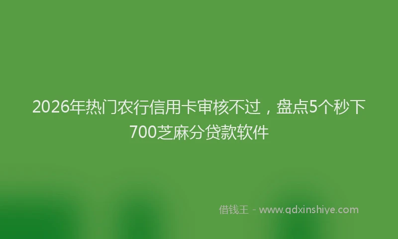 2026年热门农行信用卡审核不过，盘点5个秒下700芝麻分贷款软件