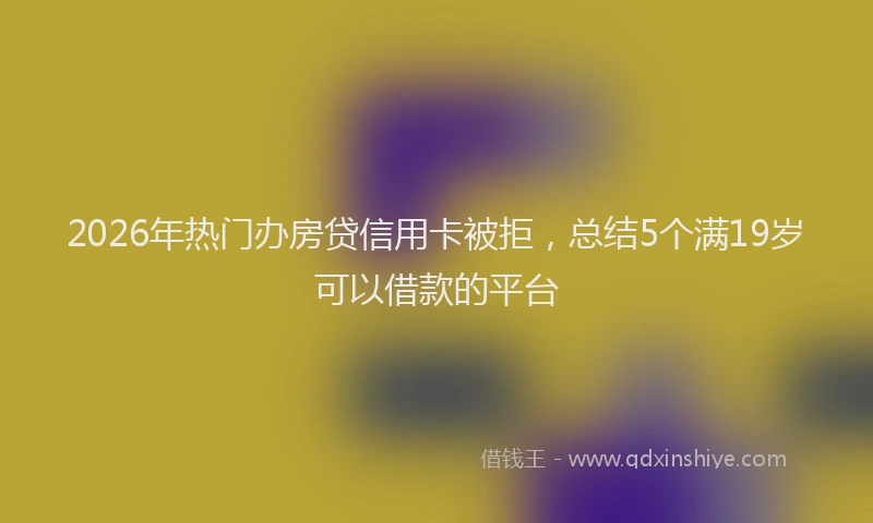 2026年热门办房贷信用卡被拒，总结5个满19岁可以借款的平台