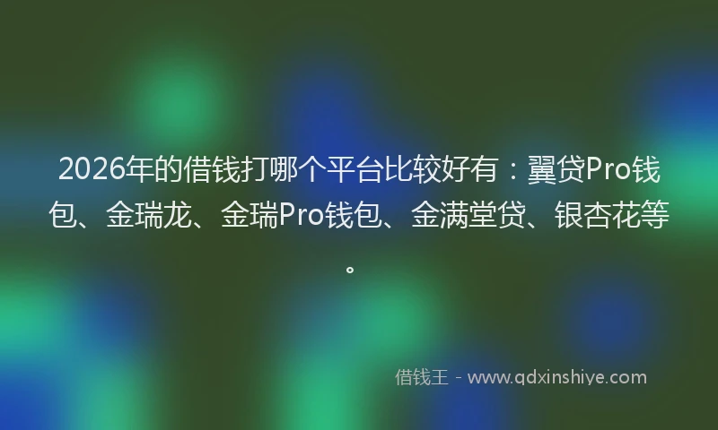 2026年的借钱打哪个平台比较好有：翼贷Pro钱包、金瑞龙、金瑞Pro钱包、金满堂贷、银杏花等。
