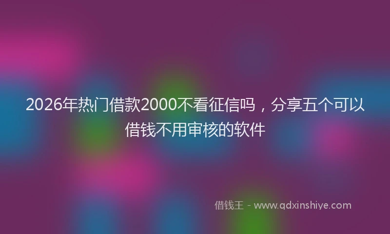 2026年热门借款2000不看征信吗，分享五个可以借钱不用审核的软件