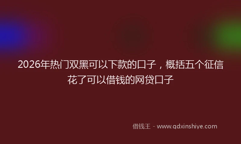 2026年热门双黑可以下款的口子，概括五个征信花了可以借钱的网贷口子