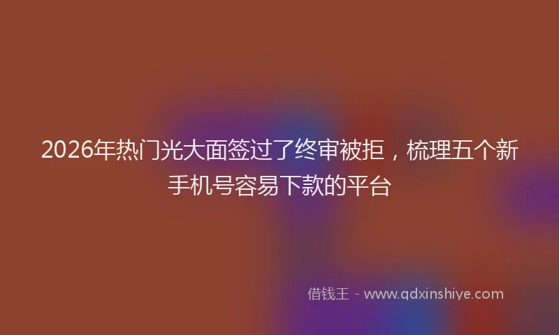 2026年热门光大面签过了终审被拒，梳理五个新手机号容易下款的平台