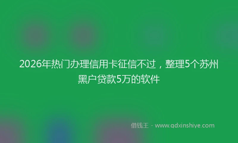 2026年热门办理信用卡征信不过，整理5个苏州黑户贷款5万的软件