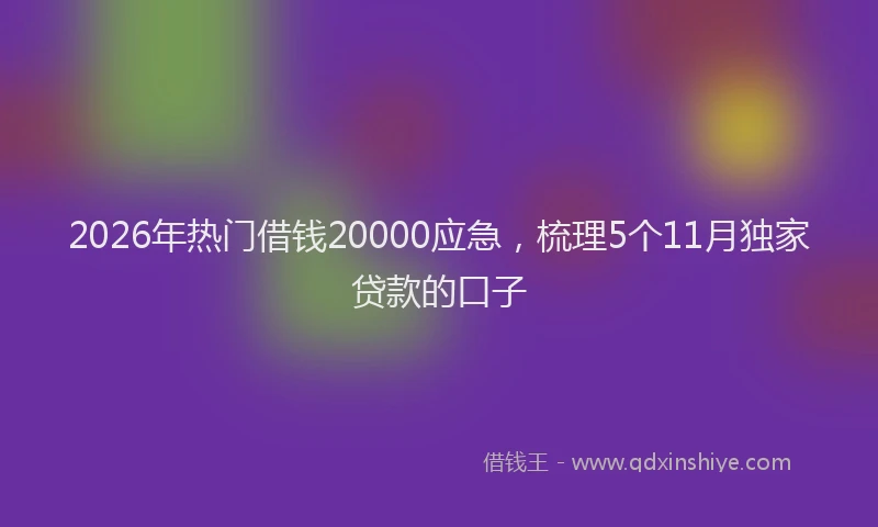 2026年热门借钱20000应急，梳理5个11月独家贷款的口子