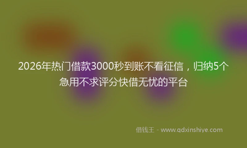 2026年热门借款3000秒到账不看征信，归纳5个急用不求评分快借无忧的平台