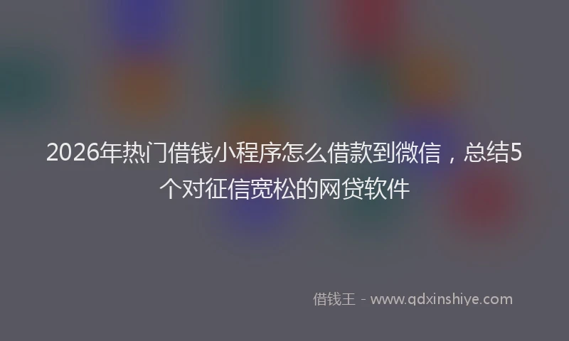 2026年热门借钱小程序怎么借款到微信，总结5个对征信宽松的网贷软件