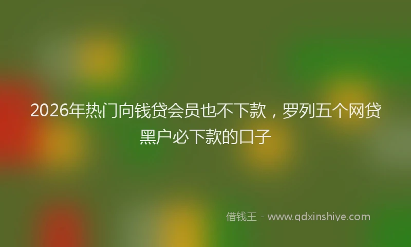 2026年热门向钱贷会员也不下款，罗列五个网贷黑户必下款的口子