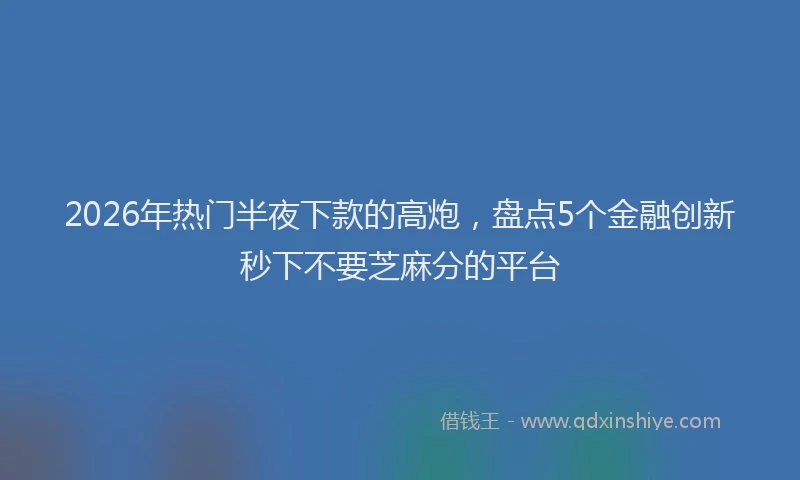 2026年热门半夜下款的高炮，盘点5个金融创新秒下不要芝麻分的平台