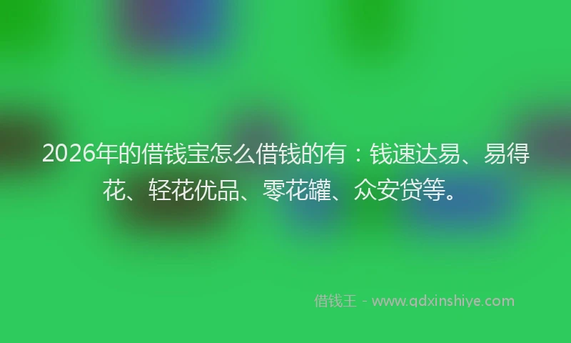 2026年的借钱宝怎么借钱的有：钱速达易、易得花、轻花优品、零花罐、众安贷等。