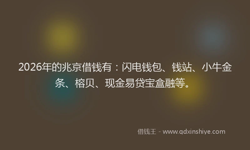 2026年的兆京借钱有：闪电钱包、钱站、小牛金条、榕贝、现金易贷宝盒融等。