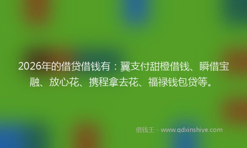 2026年的借贷借钱有：翼支付甜橙借钱、瞬借宝融、放心花、携程拿去花、福禄钱包贷等。