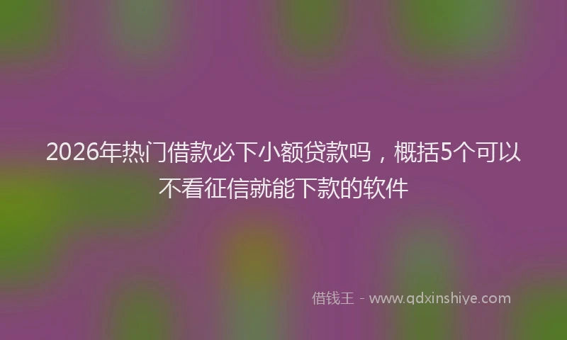 2026年热门借款必下小额贷款吗，概括5个可以不看征信就能下款的软件