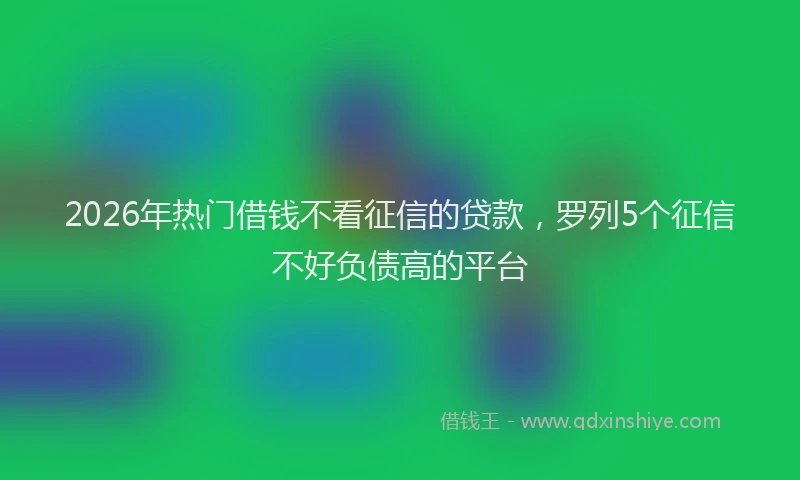 2026年热门借钱不看征信的贷款，罗列5个征信不好负债高的平台