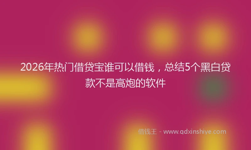 2026年热门借贷宝谁可以借钱，总结5个黑白贷款不是高炮的软件