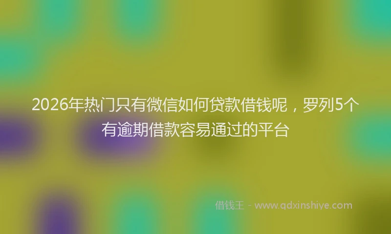 2026年热门只有微信如何贷款借钱呢，罗列5个有逾期借款容易通过的平台