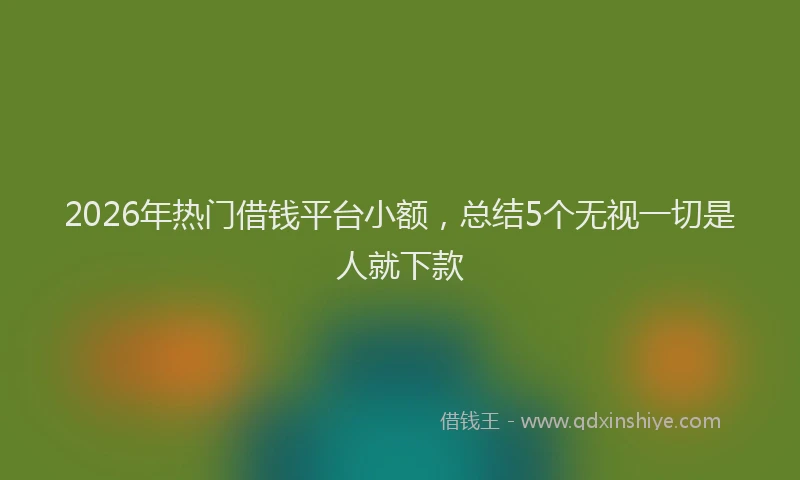 2026年热门借钱平台小额，总结5个无视一切是人就下款