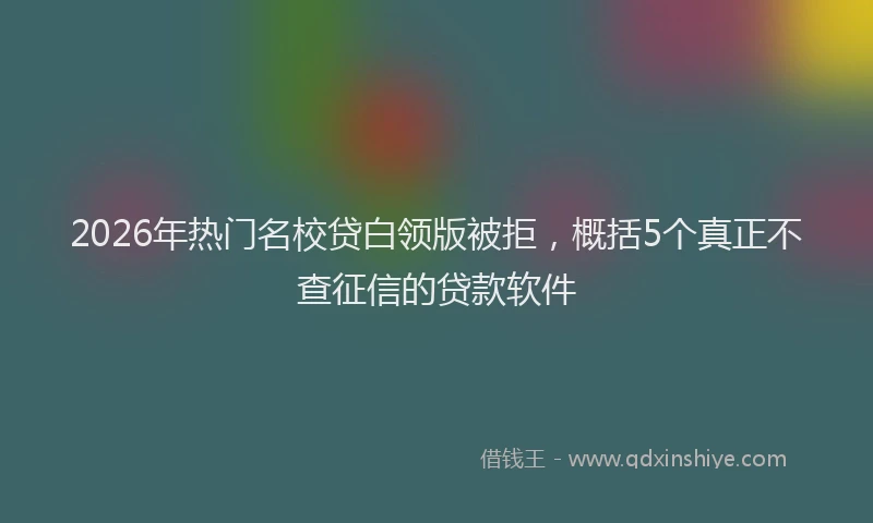 2026年热门名校贷白领版被拒，概括5个真正不查征信的贷款软件