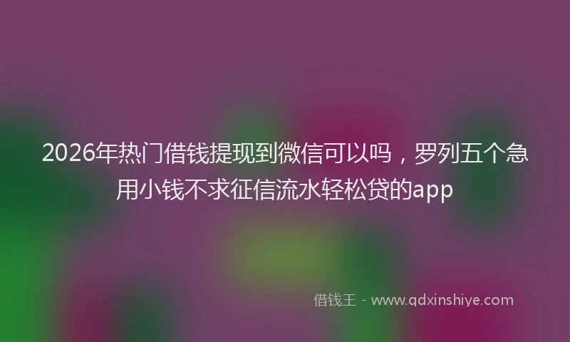 2026年热门借钱提现到微信可以吗，罗列五个急用小钱不求征信流水轻松贷的app
