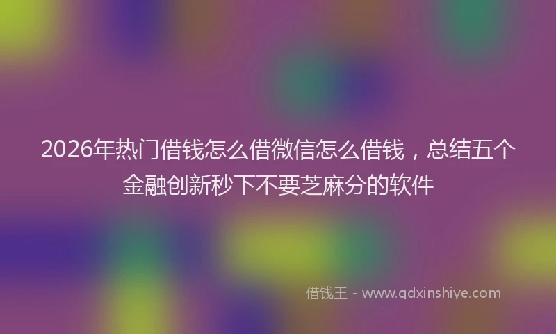 2026年热门借钱怎么借微信怎么借钱，总结五个金融创新秒下不要芝麻分的软件