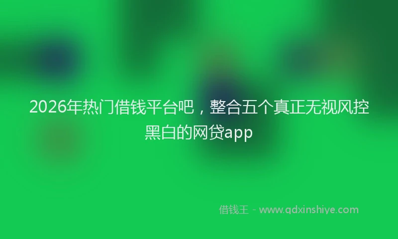 2026年热门借钱平台吧，整合五个真正无视风控黑白的网贷app
