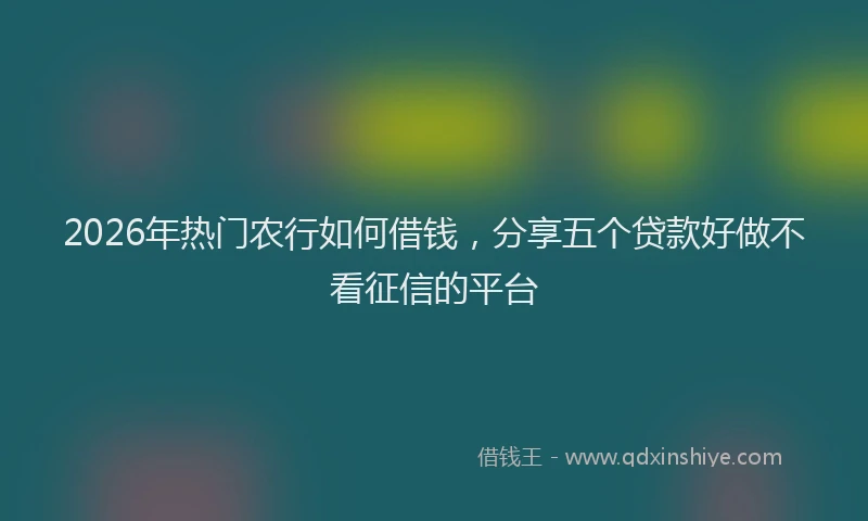 2026年热门农行如何借钱，分享五个贷款好做不看征信的平台