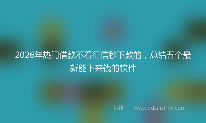 2026年热门借款不看征信秒下款的，总结五个最新能下来钱的软件