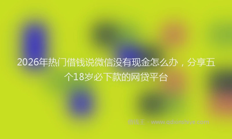 2026年热门借钱说微信没有现金怎么办，分享五个18岁必下款的网贷平台