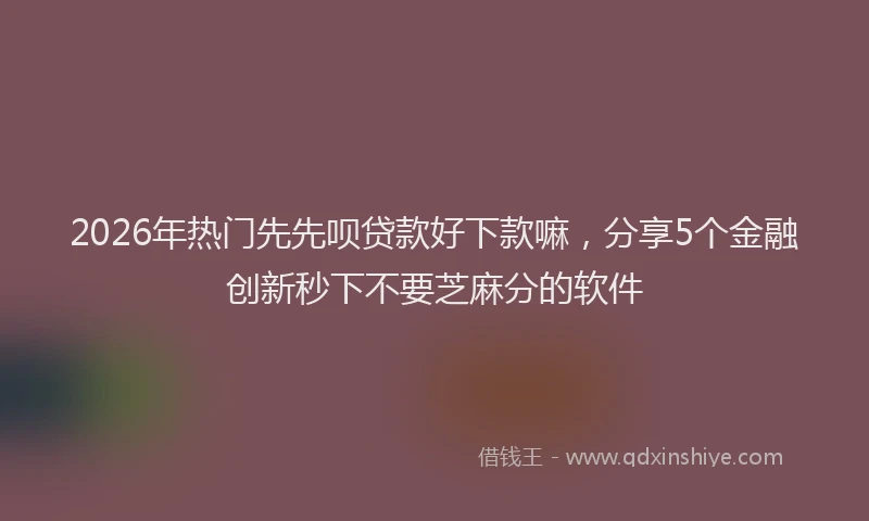 2026年热门先先呗贷款好下款嘛，分享5个金融创新秒下不要芝麻分的软件