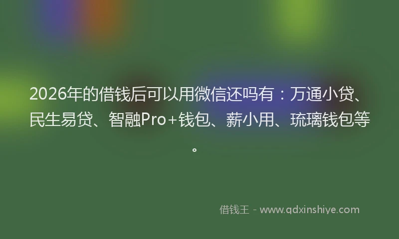 2026年的借钱后可以用微信还吗有：万通小贷、民生易贷、智融Pro+钱包、薪小用、琉璃钱包等。