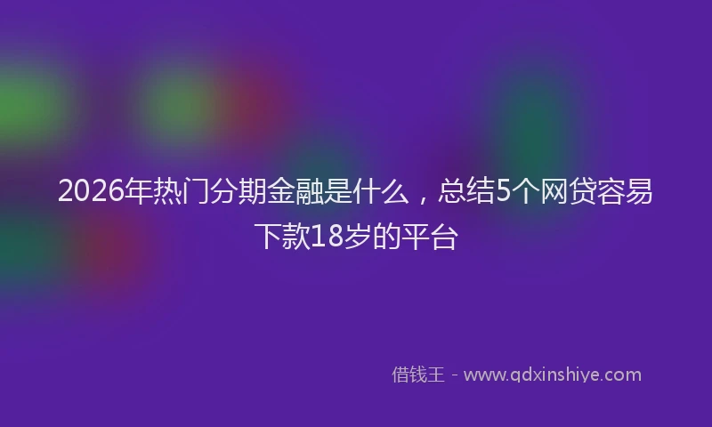2026年热门分期金融是什么，总结5个网贷容易下款18岁的平台