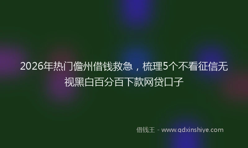 2026年热门儋州借钱救急，梳理5个不看征信无视黑白百分百下款网贷口子
