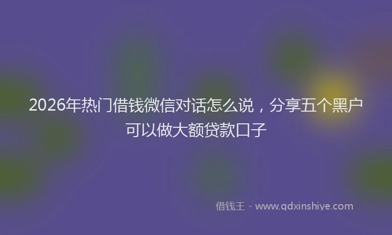 2026年热门借钱微信对话怎么说，分享五个黑户可以做大额贷款口子