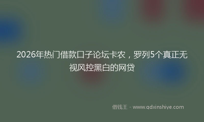 2026年热门借款口子论坛卡农，罗列5个真正无视风控黑白的网贷