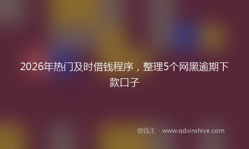 2026年热门及时借钱程序，整理5个网黑逾期下款口子