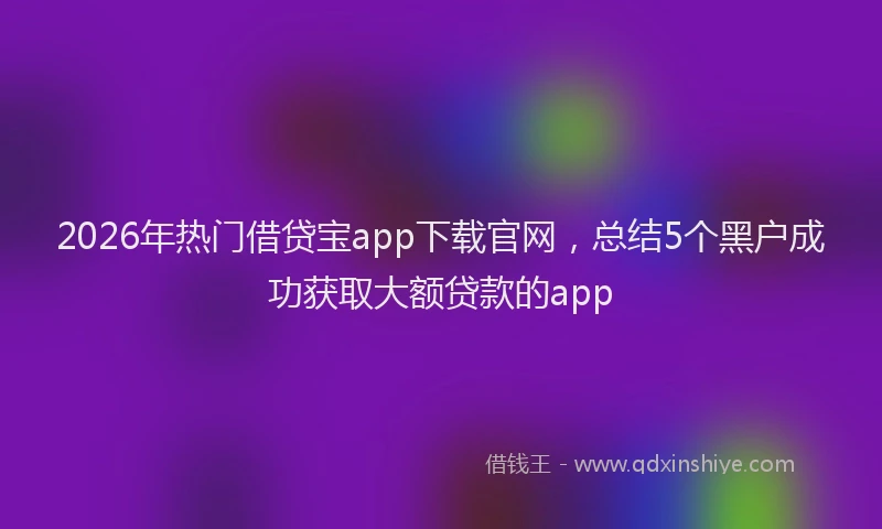 2026年热门借贷宝app下载官网，总结5个黑户成功获取大额贷款的app