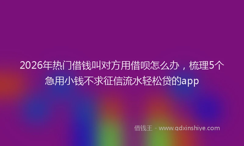 2026年热门借钱叫对方用借呗怎么办，梳理5个急用小钱不求征信流水轻松贷的app