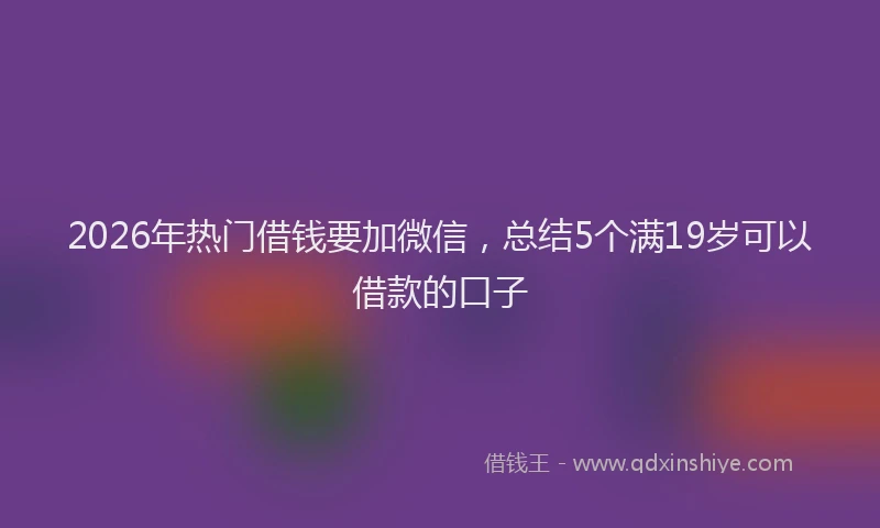 2026年热门借钱要加微信，总结5个满19岁可以借款的口子
