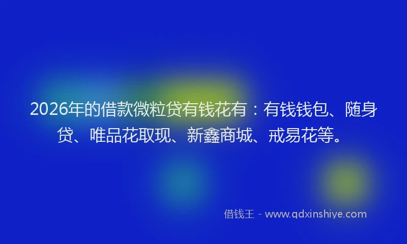 2026年的借款微粒贷有钱花有：有钱钱包、随身贷、唯品花取现、新鑫商城、戒易花等。