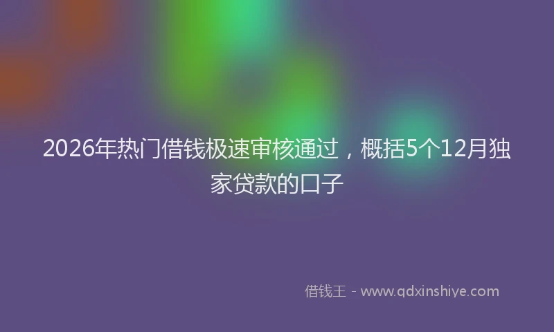 2026年热门借钱极速审核通过，概括5个12月独家贷款的口子
