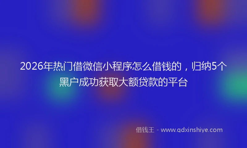 2026年热门借微信小程序怎么借钱的，归纳5个黑户成功获取大额贷款的平台
