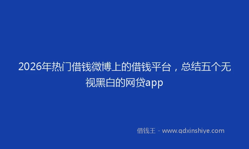 2026年热门借钱微博上的借钱平台，总结五个无视黑白的网贷app