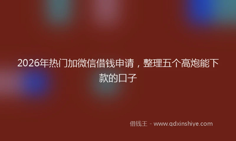 2026年热门加微信借钱申请，整理五个高炮能下款的口子