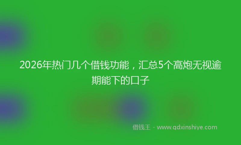 2026年热门几个借钱功能，汇总5个高炮无视逾期能下的口子