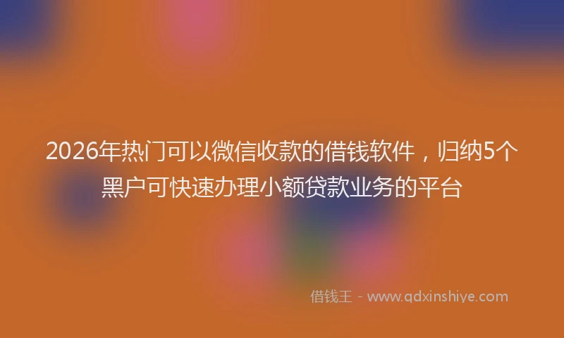 2026年热门可以微信收款的借钱软件，归纳5个黑户可快速办理小额贷款业务的平台